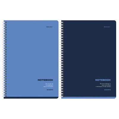 Тетради ДЭК А4 96 л. КОМПЛЕКТ 2 шт. BRAUBERG гребень, клетка, SoftTouch, КЛАССИКА BLUE