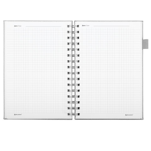 Бизнес-тетрадь на гребне А5 148×216 ммBRAUBERG «Calipso» под кожурезинкаклетка80 л. серая116253