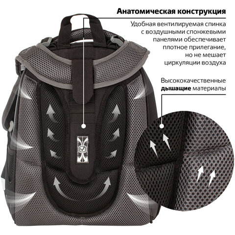 Ранец BRAUBERG PREMIUM, 2 отделения, с брелоком, для мальчиков, «U. F. O», 38×29х18 см