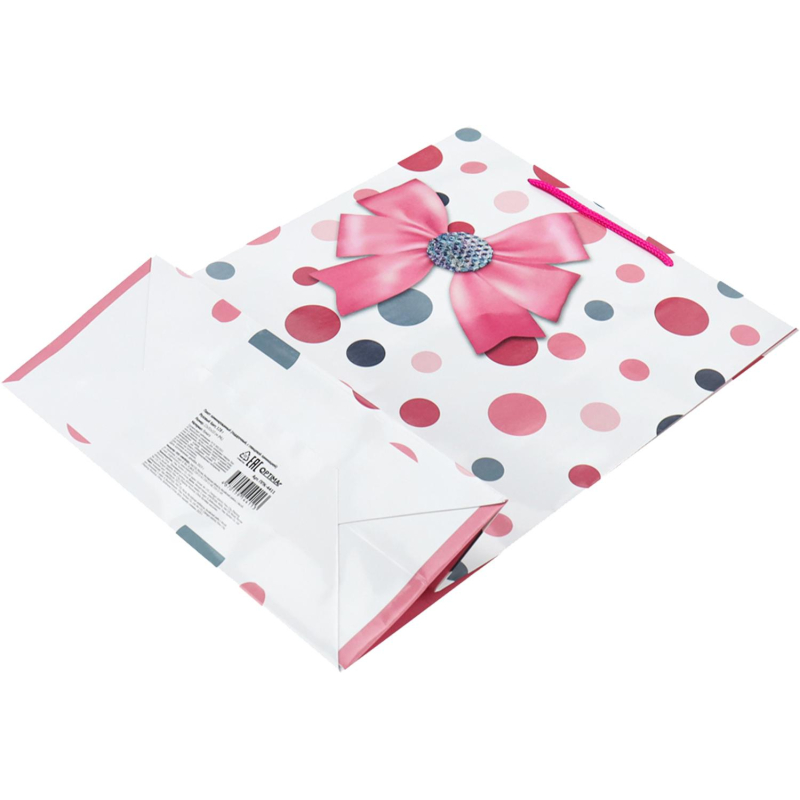Пакет подарочный глянц. лам. Optima 22×31x10 см (ML)Роз. бант,128г ППК-4411