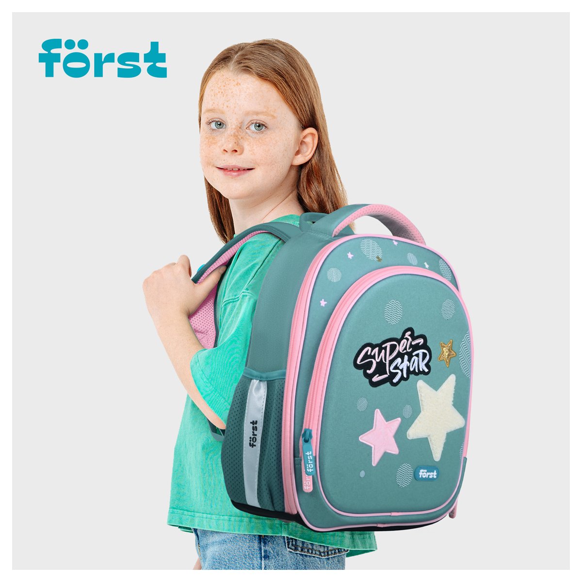 Ранец Först F-Light «Super star» 36×27×15см, 2 отделения, 2 кармана, анатомическая спинка