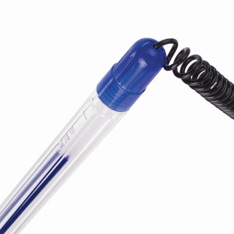Ручка шариковая настольная BRAUBERG «Counter Pen», СИНЯЯ, пружинка, корпус синий, 0.5 мм, 143259