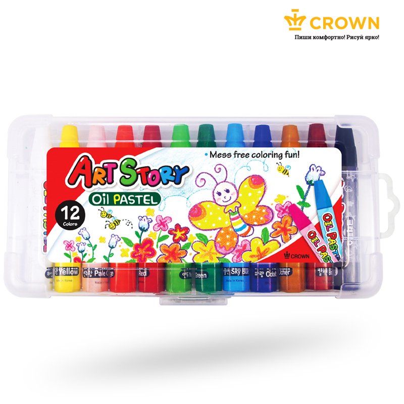 Пастель масляная Crown «ArtStory», 12 цветов, пласт. упак. 