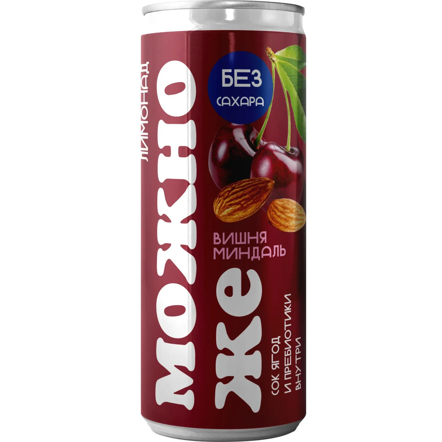 превью Лимонад Можно Же Вишня-миндаль с пребиотиком пастериз, газ ж/б 0.33л