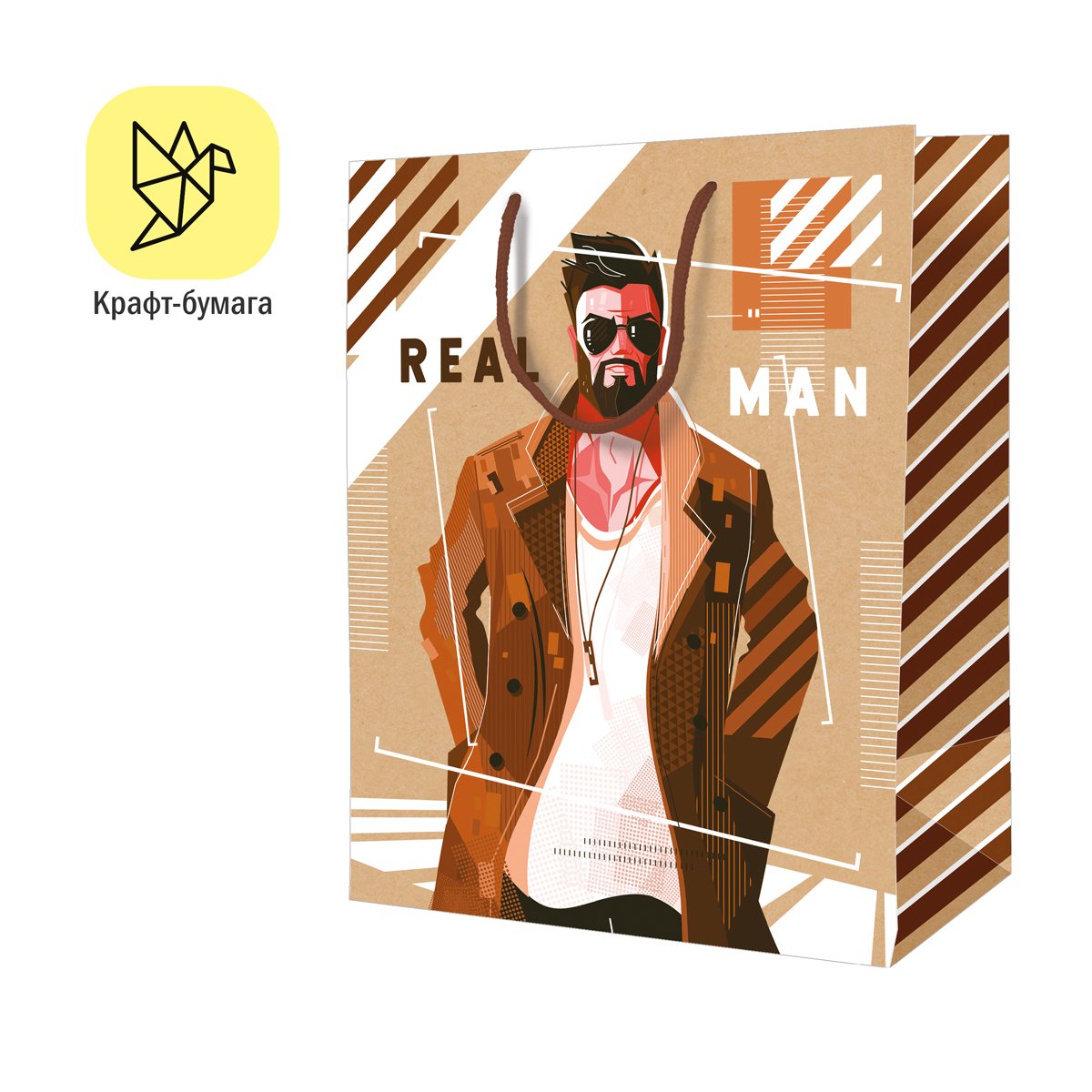 Пакет подарочный 18×23×10см ArtSpace «Real man», крафт