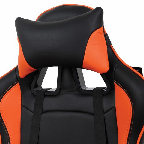 Кресло компьютерное BRABIX «GT Racer GM-100», две подушки, экокожа, черное/оранжевое, 531925