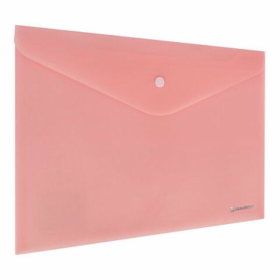 Папка-конверт с кнопкой BRAUBERG «Pastel»А4матовая непрозрачнаяперсиковаяПРОЧНАЯ 0.2 мм272882