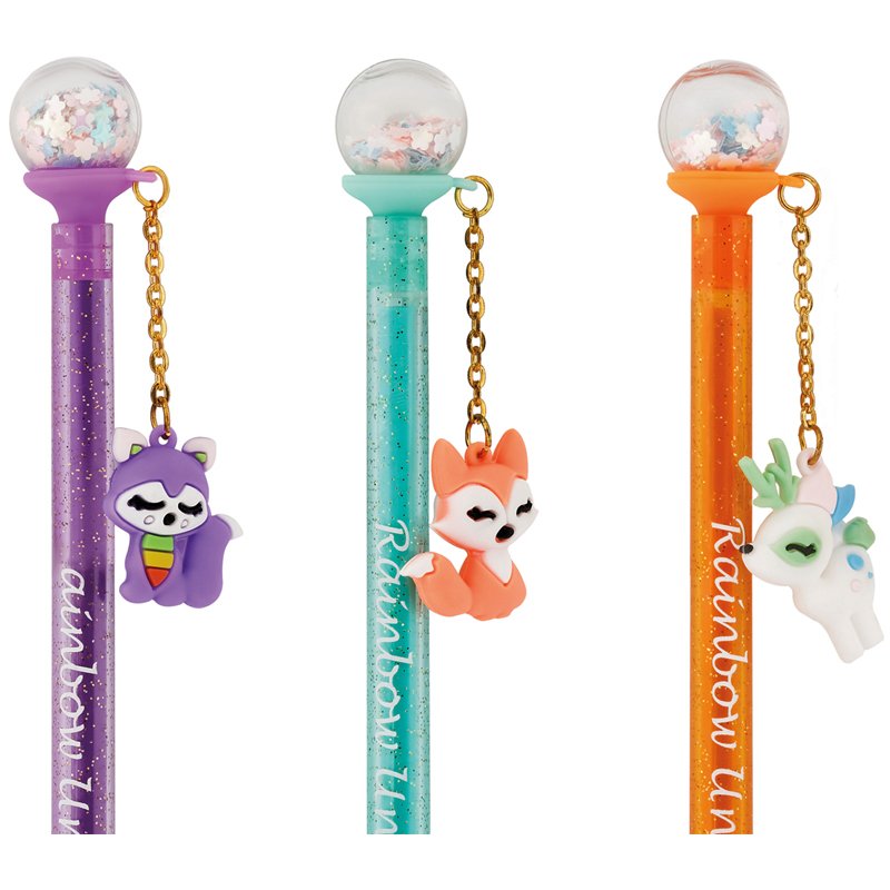 Ручка гелевая стираемая MESHU «Glitter Ball» синяя, 0.5мм, корпус ассорти