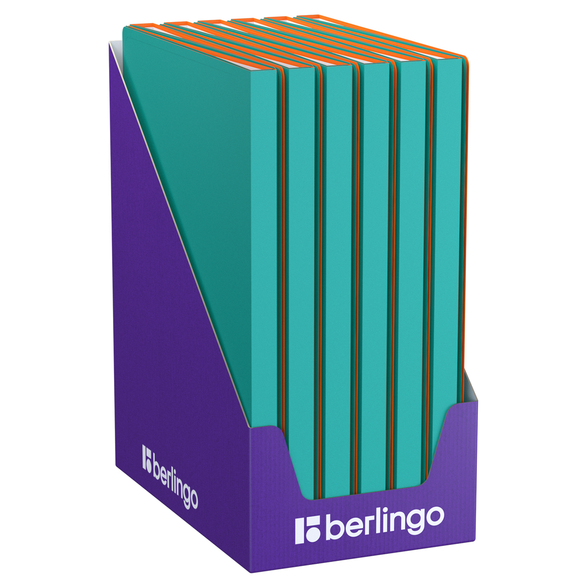 Папка с 20 вкладышами Berlingo «Soft Touch Pro», 17мм, 700мкм, с внутр. карманом, бирюзовая, внутр. оранжевая, софт-тач