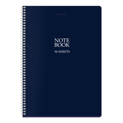 Тетрадь А4, 96 л., BRAUBERG, гребень, клетка, матовая ламинация, «NoteBookMono» (микс в спайке)