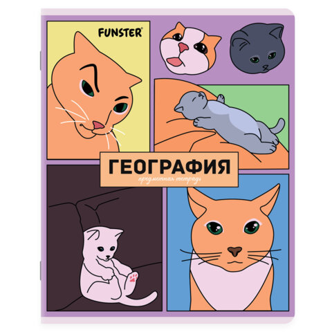 Тетради предметные, КОМПЛЕКТ 12 ПРЕДМЕТОВ, 48 л., TWIN-лак, FUNSTER (ФАНСТЕР), МЕМНЫЕ КОТЫ