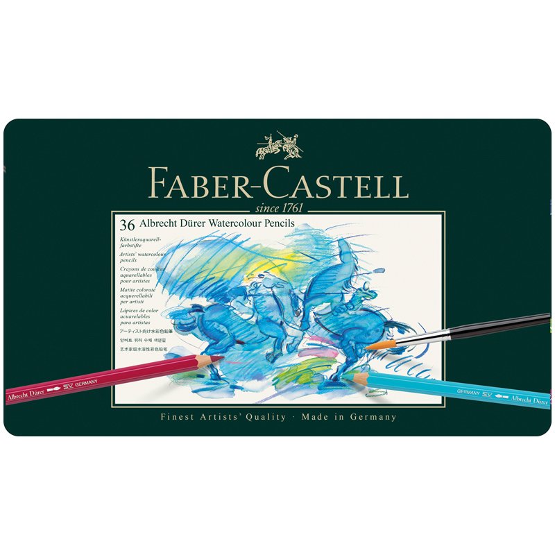 Карандаши цветные акварельные художественные FABER-CASTELL «Albrecht Durer», 36 цветов, металлическая коробка