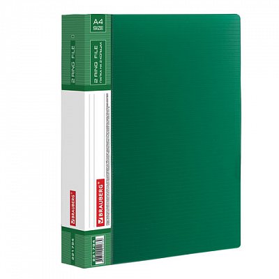 Папка на 2 кольцах BRAUBERG "Contract", 35 мм, зеленая, до 180 листов, 0,9 мм