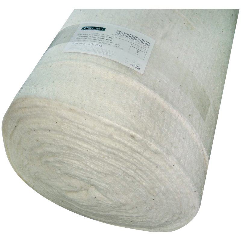 Полотно нетканое холстопрошивное 160см*70м OfficeClean, 210г/м2, прошивка 2.5мм