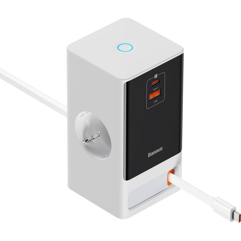 Зарядное устройство сетевое Baseus PSLR000602 2AC+1A+1C retr 65W белый