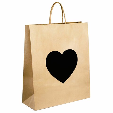 Пакет подарочный КОМПЛЕКТ 7шт 32×13x26см скретч-слой+стилус, «Heart on Kraft», ЗОЛОТАЯ СКАЗКА