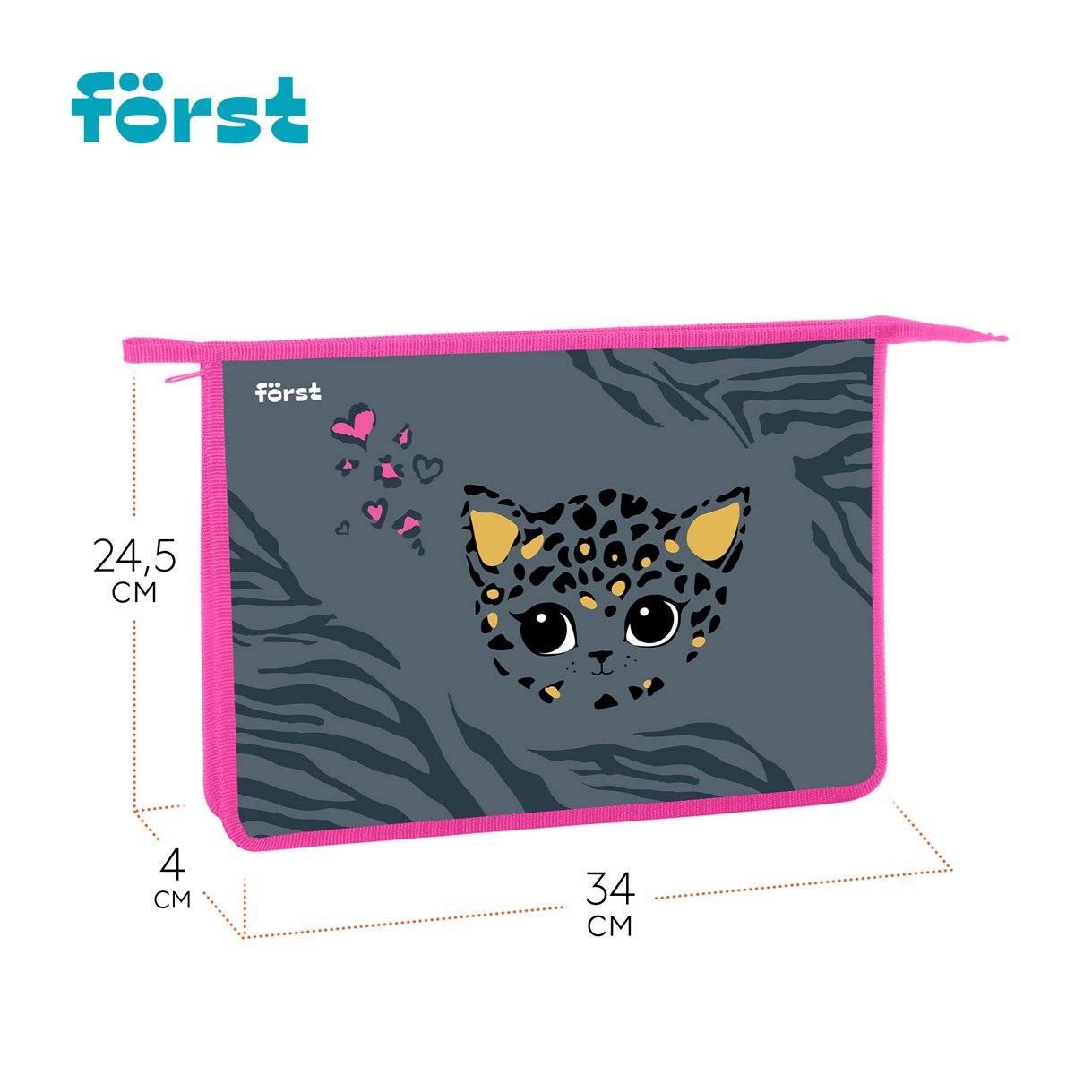 Папка для тетрадей 1 отделение, А4 Först «Little leo», 340×245×40мм, пластик, на молнии