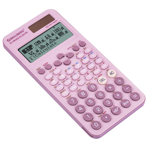 Калькулятор инженерный BRAUBERG SC-991ES-PLUS-PK (164×80 мм), 552 функции, 10+2 разряда, РОЗОВЫЙ