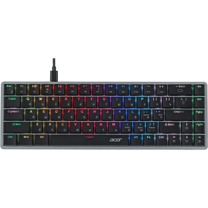 Клавиатура Acer OKW302 механичес. серебр. USB for gamer LED (ZL. KBDCC.01C)