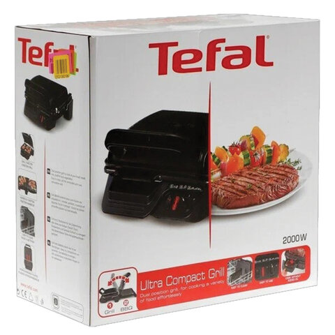 Электрогриль TEFAL GC305816, 2000 Вт, съемные панели, регулировка температуры, черный