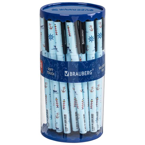 Ручка шариковая BRAUBERG SOFT TOUCH GRIP «NAVY», СИНЯЯ, мягкое покрытие, узел 0.7 мм