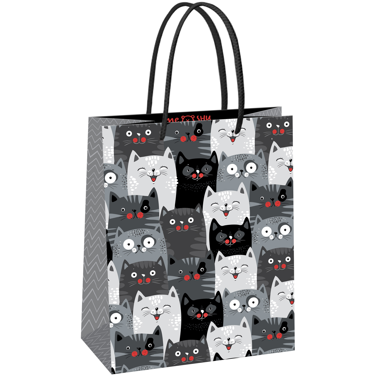 превью Пакет подарочный 18×23×10см MESHU «Cat pattern», глянцевая ламинация