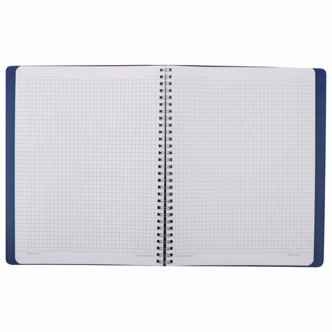 Тетрадь А4 (200×252 мм), BRAUBERG «Office PRO», под кожу, гребень, 80 л., синяя, 111048