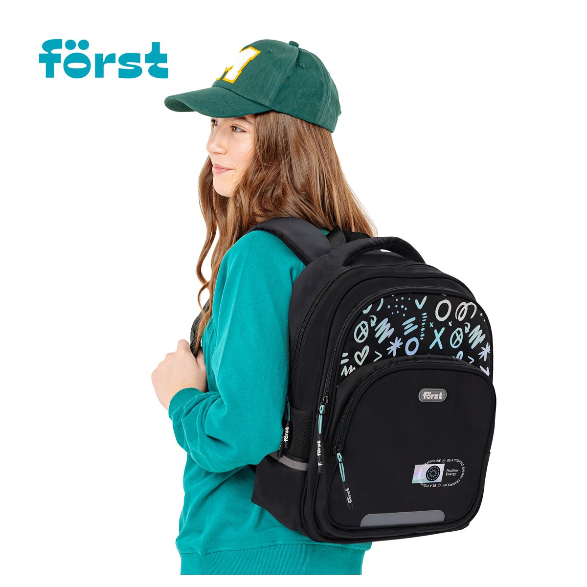 Рюкзак Först F-Comfy «Positive energy» 38×29×15см, 2 отделения, 3 кармана, анатомическая спинка