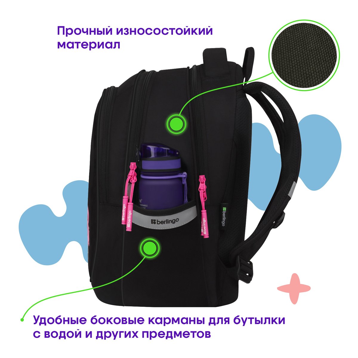 Рюкзак Berlingo Modern «Fashion bear» 38×30×18см, 3 отделения, 2 кармана, эргономичная спинка