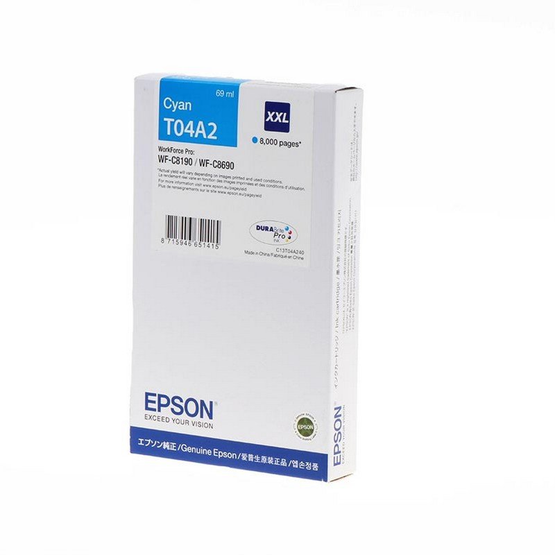превью Картридж струйный Epson C13T04A240 голубой повышенной емкости оригинальный для WF-C8190/8690