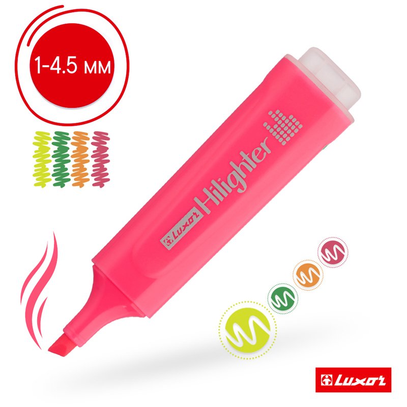 Набор текстовыделителей Luxor «Textliter» 4цв., 1-4.5мм, чехол с европодвесом