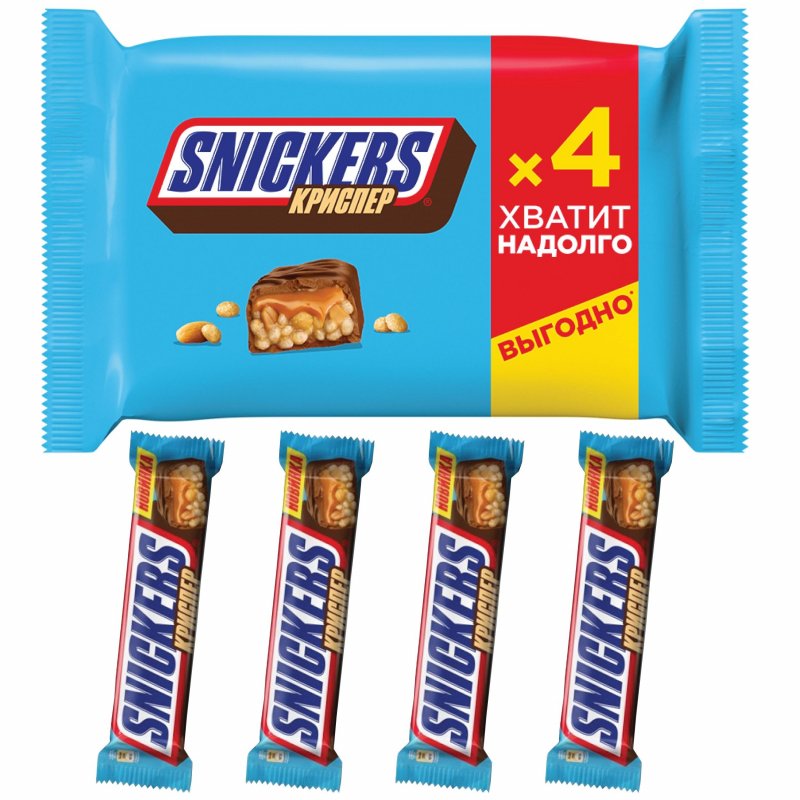 превью Шоколадные батончики Snickers Криспер (4 штуки по 40 г)