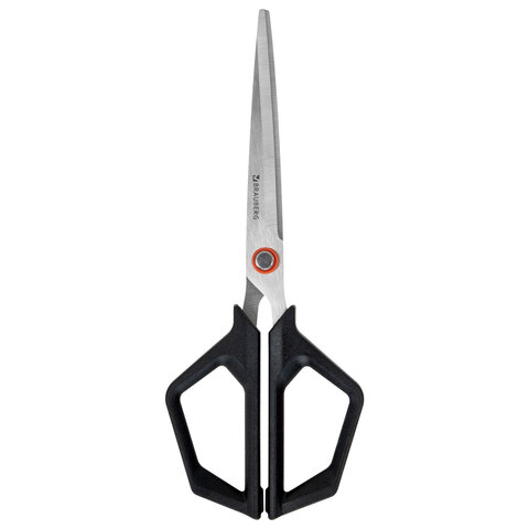 Ножницы BRAUBERG «Super black» 170 мм, черные, 3-сторонняя заточка, ручки из ABS-пластика