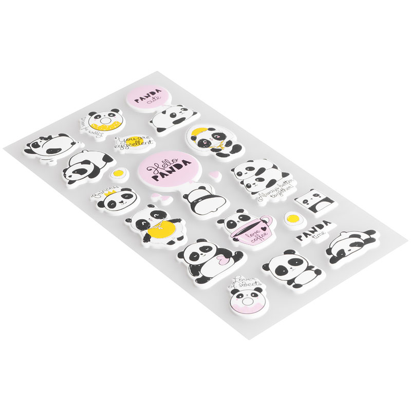 Наклейки объемные MESHU «Hello panda», 10×19 см, пакет европодвес