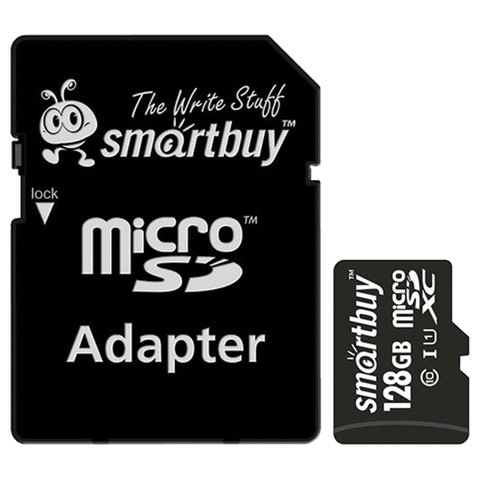 превью Карта памяти micro SDXC, 128 GB, SMARTBUY, UHS-1 U1, 80 Мб/сек. (class 10), с адаптером