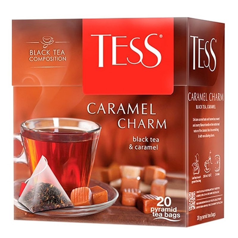 превью Чай TESS (Тесс) «Caramel Charm», черный с карамелью, 20 пирамидок по 1.8 г
