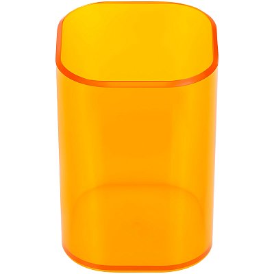 Подставка-стакан СТАММ «Фаворит», пластиковая, квадратная, тонированная оранжевая