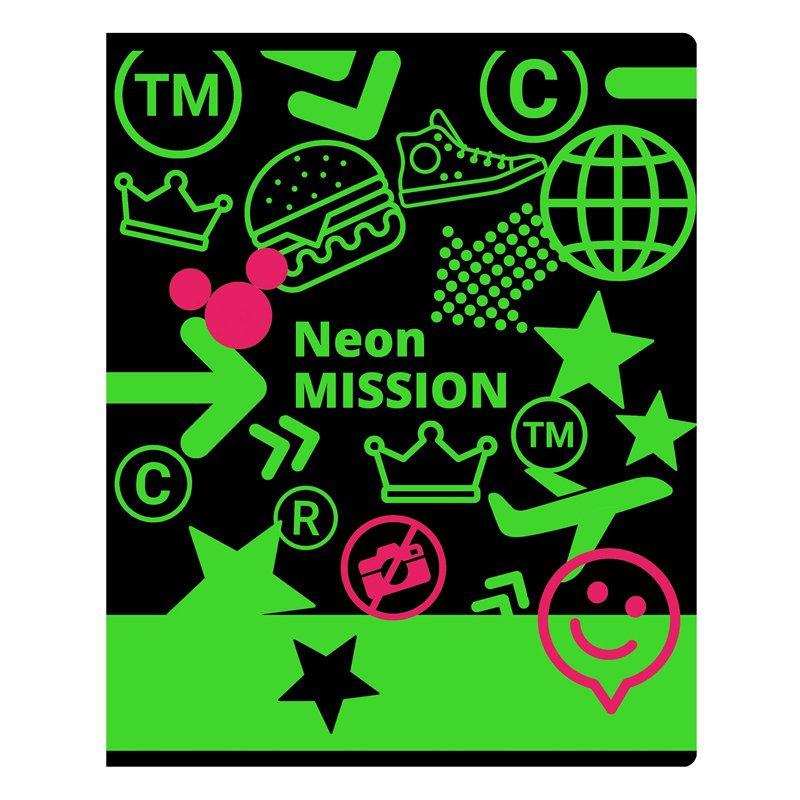 Тетрадь 48л., А5, линия BG «Neon Mission», неоновый пантон