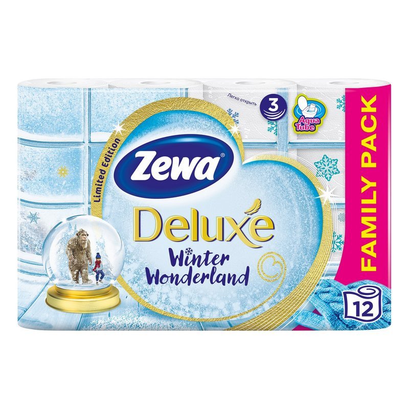 Бумага туалетная Zewa Deluxe 3-слойная белая (12 рулонов в упаковке)
