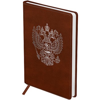 Ежедневник недатированный, А5, 160л., твердый переплет, кожзам, BG «Орел», коричневый