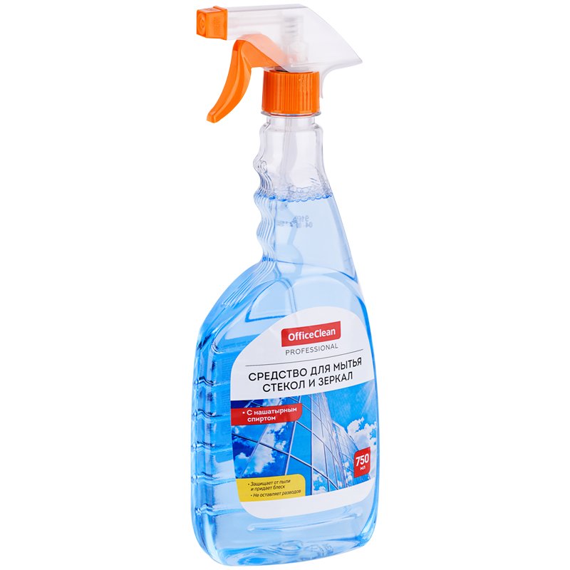 Средство для мытья стекол и зеркал OfficeClean Professional, с нашатырным спиртом, 750мл, с курком