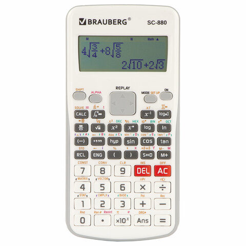 Калькулятор инженерный двухстрочный BRAUBERG SC-880-N (165×84 мм), 417 функций, 10+2 разрядов, БЕЛЫЙ