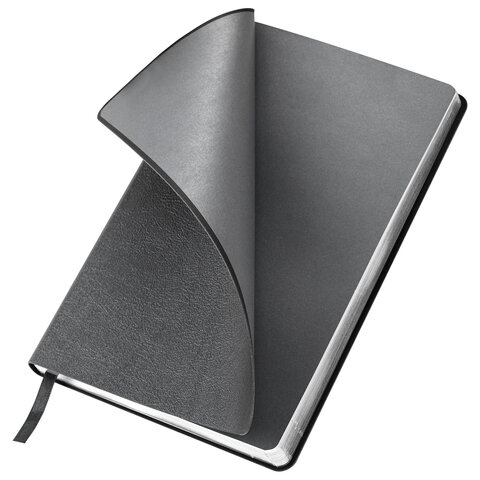 Ежедневник недатированный А5 138×213 мм BRAUBERG «Metallic», под кожу, 136 л., гибкий, графитовый