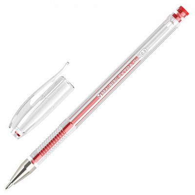 Ручка гелевая BRAUBERG «EXTRA», КРАСНАЯ, корпус прозрачный, узел 0.5 мм, линия 0.35 мм
