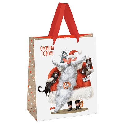 Пакет подарочный 18×23×10см MESHU «Father Frost», крафт
