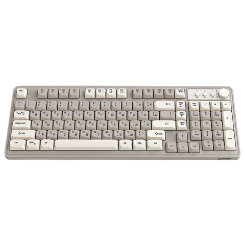 Клавиатура проводная USB, 102+98 клавиш, LED-подсветка, SONNEN K620, слоновая кость / серая