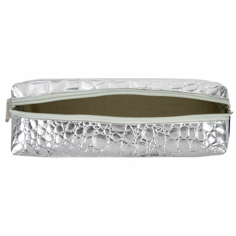 Пенал-косметичка BRAUBERG, «крокодиловая кожа», 20×6х4 см, «Ultra silver»