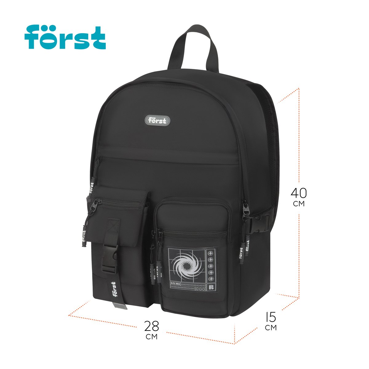 Рюкзак Först F-Teens «Minimal» 40×28×15см, 1 отделение, 7 карманов, уплотненная спинка
