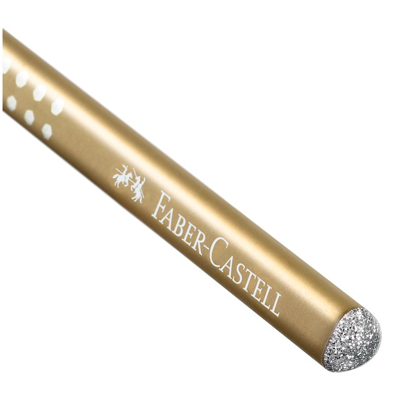 Карандаш ч/г Faber-Castell «Sparkle» B, трехгран., заточен., золотой