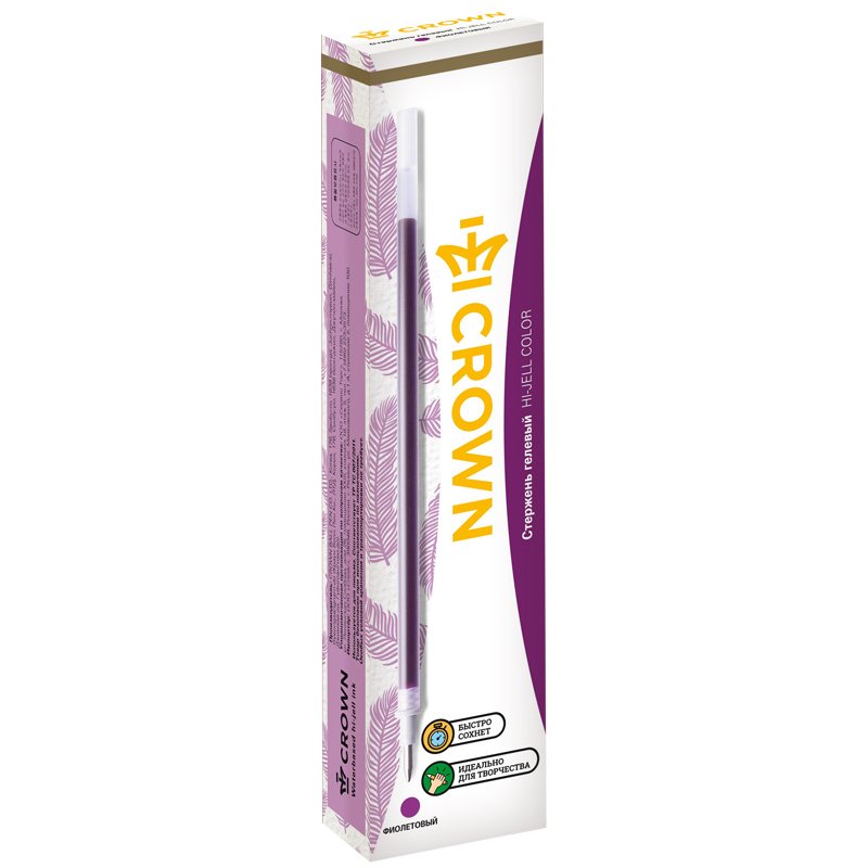 Стержень гелевый Crown «Hi-Jell Color» фиолетовый, 138мм, 0.7мм